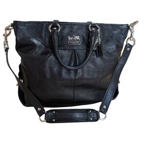 Coach Black Leather Madison Sophia Satchel with Silver Accents